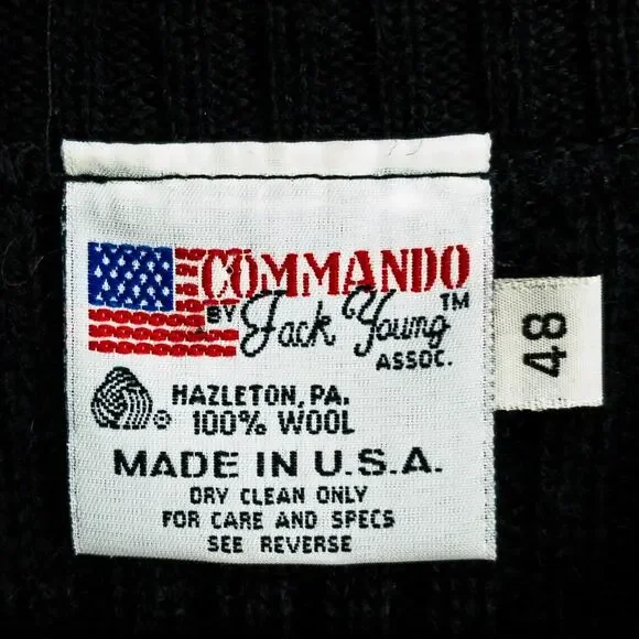 Vintage Commando Military Sweater Wool Men’s Large Black Made in USA USMC Style - Picture 3 of 11